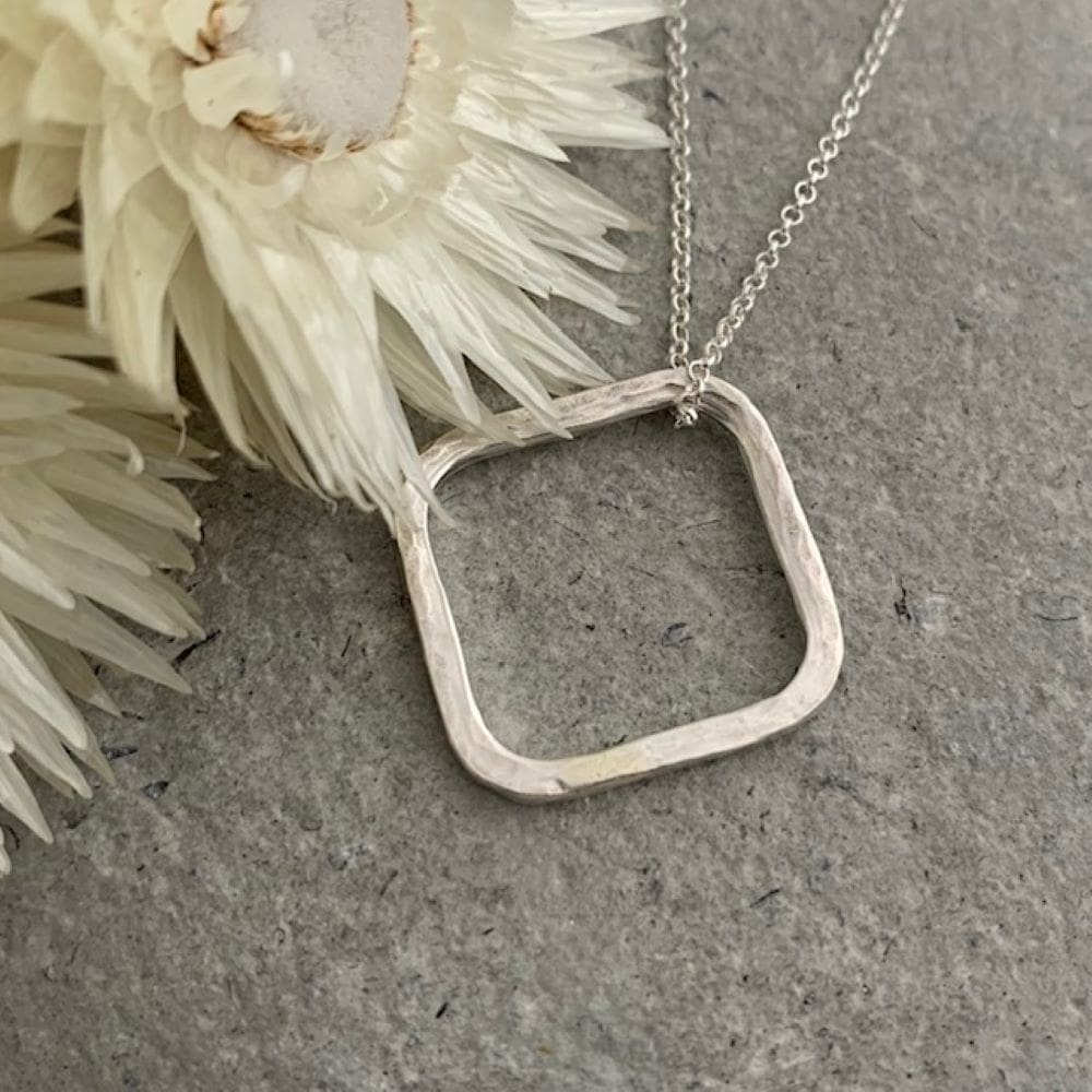Textured 925 Sterling Silver Square Wire Pendant