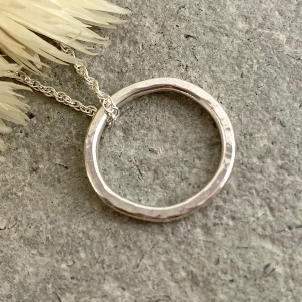 Textured Sterling Silver Wire Hammered Pendant