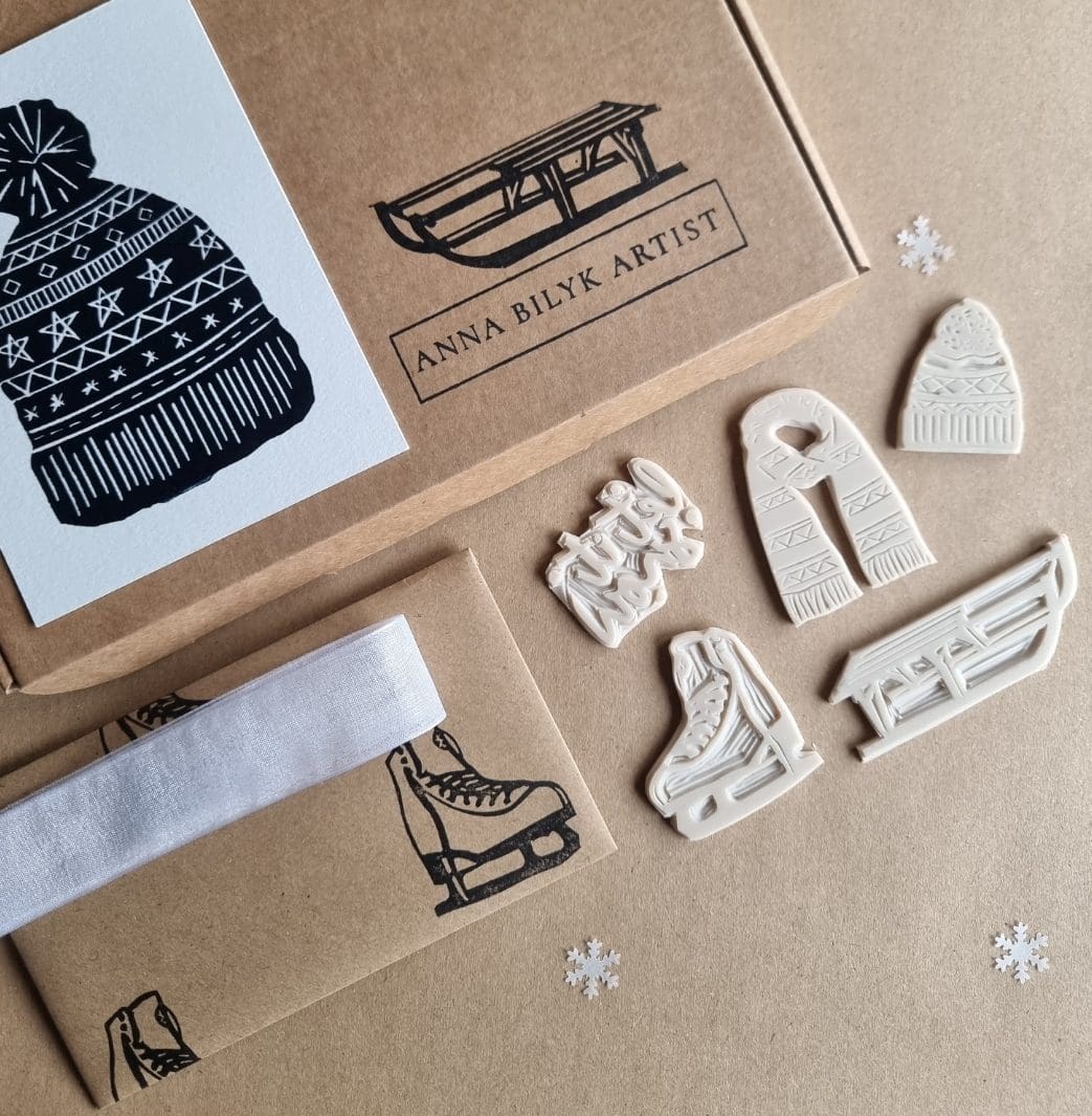 Winter Stamp Collection of Rubber Stamps including Sledge Wooly Hat ...