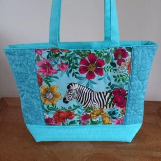 Zebra patterned quilted tote bag