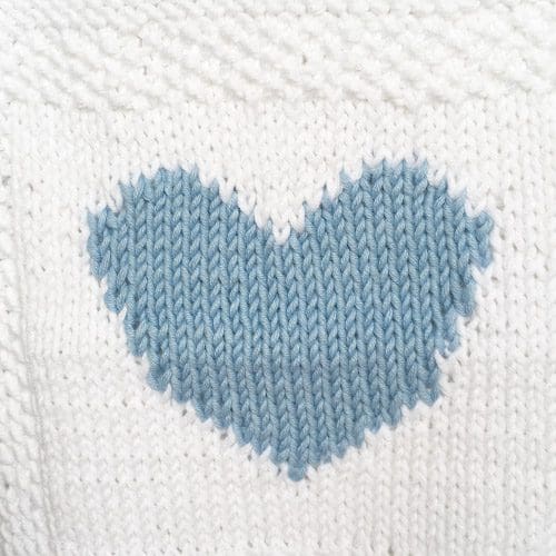 blue intarsia heart motif