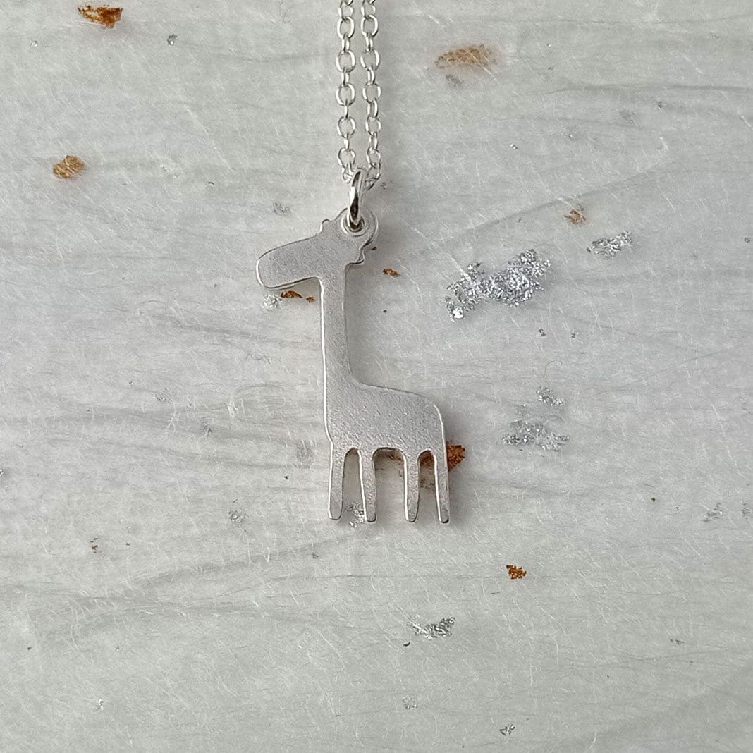handmade recycled sterling silver giraffe necklace