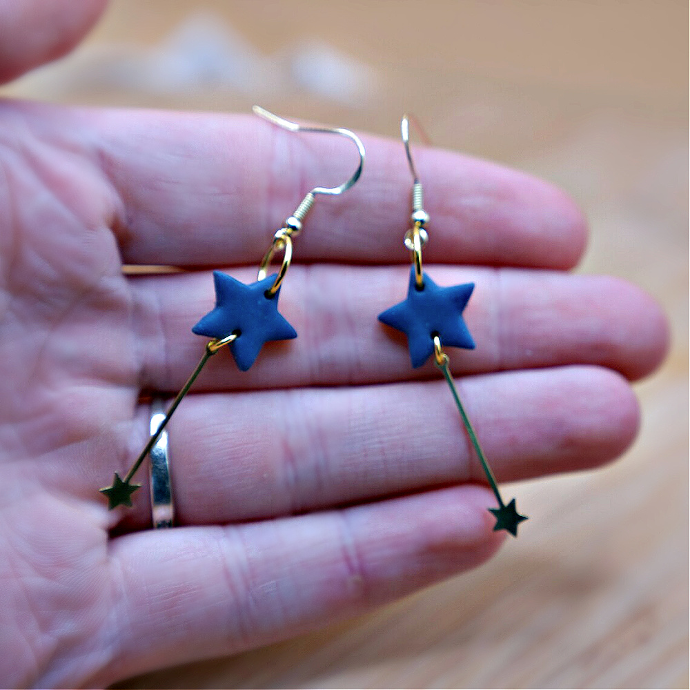 handmade-polymer-clay-blue-gold-star-drop-earrings-valentines-mothers-day-gift-for-her 3