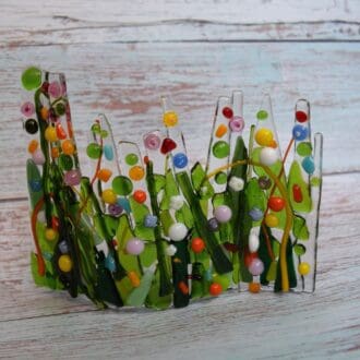 Beautiful Spring themed fused glass freestanding wave. Ideal mothers, birthday or housewarming gift