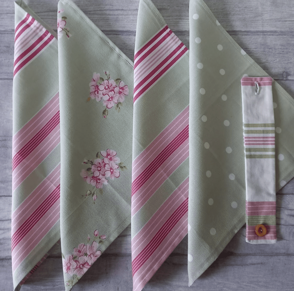 set of four folded napkins