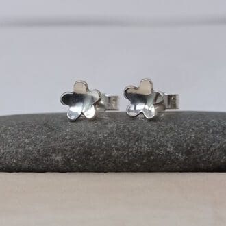 recycled sterling silver flower stud earrings