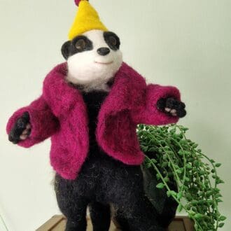 badger in party hat and jacket