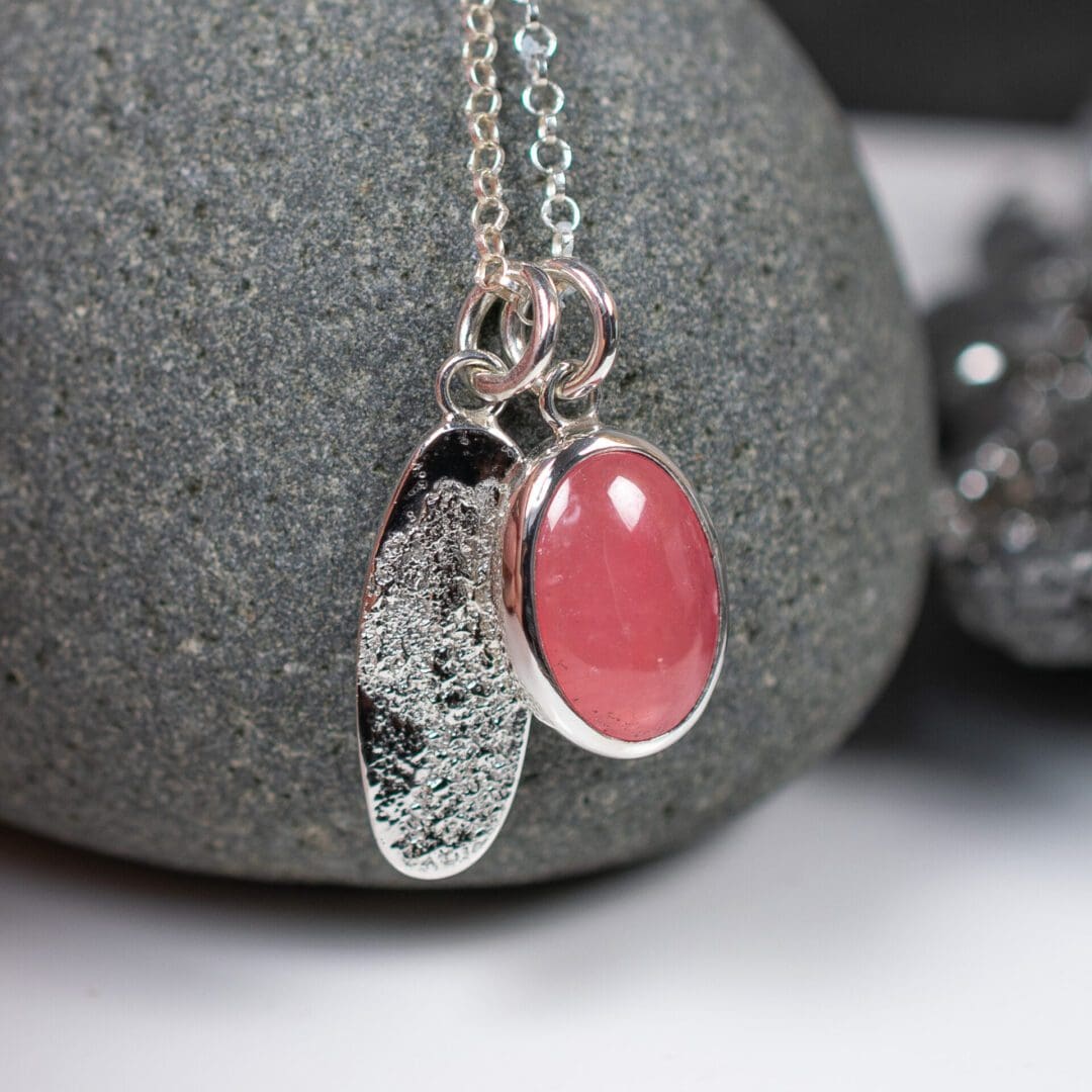 Beautiful handmade gemstone charm necklace, Argentium Sterling Silver available at The British Craft House.