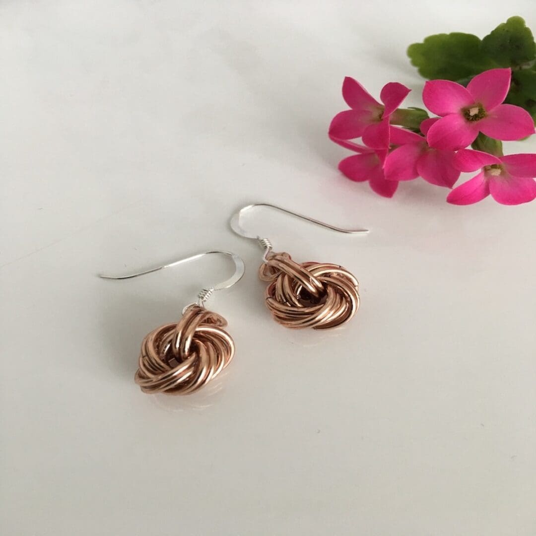 Bronze-Infinity-Knot-Ball-Earrings