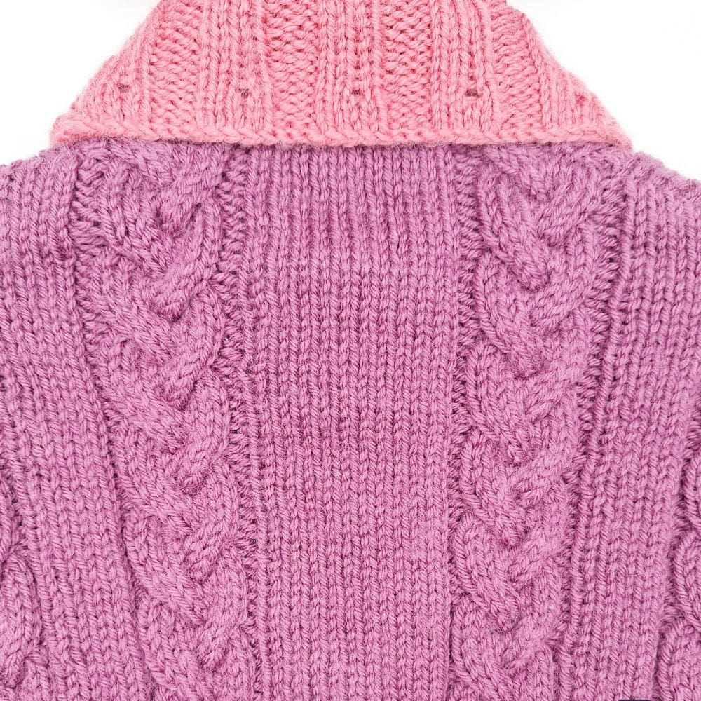 Cable knit and double rib knit.