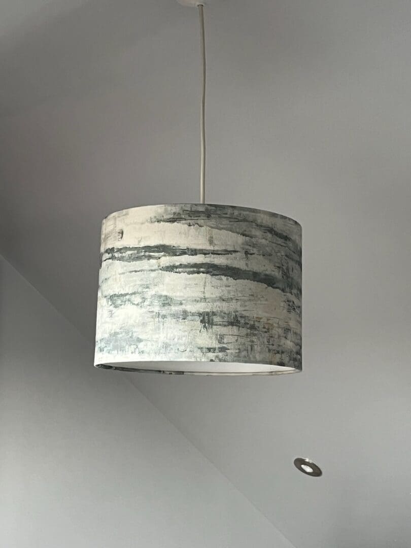 Green watercolour landscape drum lampshade - Muted tones - 20, 25, 30 or 40 cm