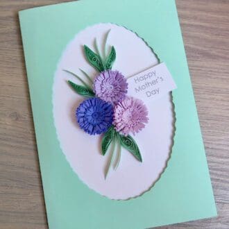 Quilled Mother's Day card with 3D lilac flowers