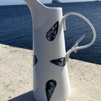 Tall Hand Painted Mussels Jug