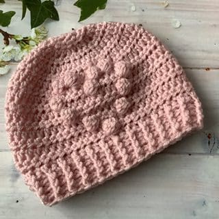 Crochet baby hat.