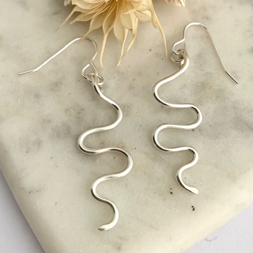 Little 925 Sterling Silver Squiggly Dangle Earrings