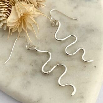 Little 925 Sterling Silver Squiggly Drop Earrings