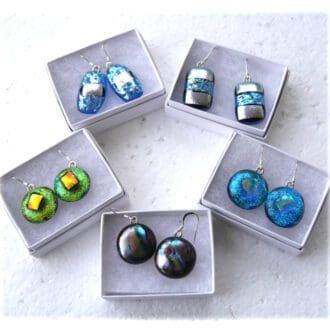 Luxury Dichroic Earrings Fused Glass Choice of colour Sterling Silver hooks