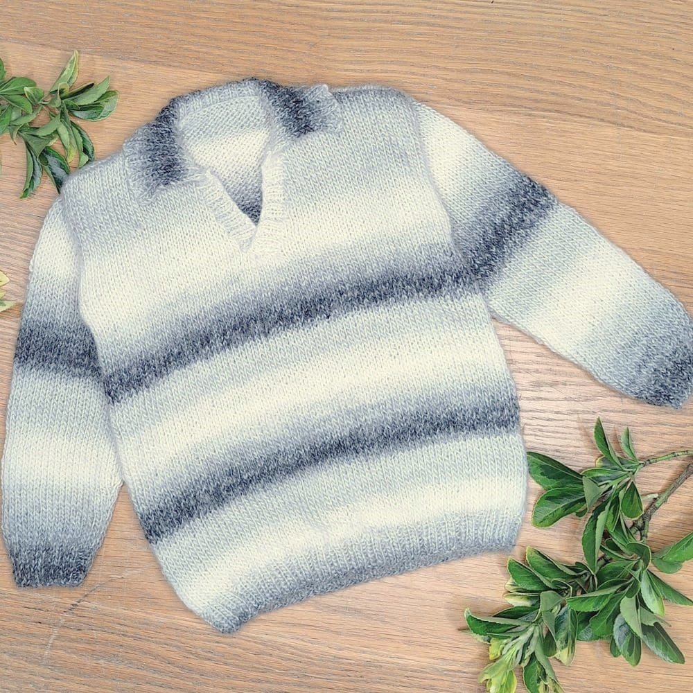 Marled grey and ivory boys jumper ideal for outdoor adventures!