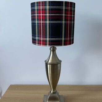 Navy and red tartan drum lampshade