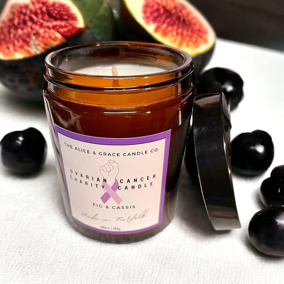 Ovarian Cancer Charity candle with figs