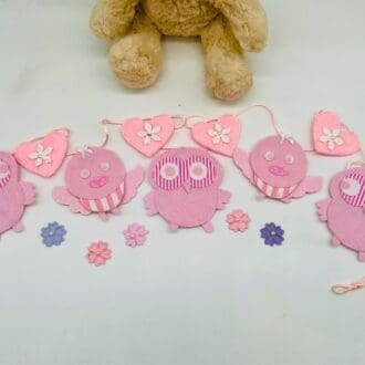 Pink Owl and birdy bunting