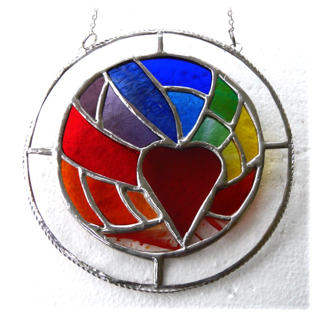 Way to my heart rainbow stained glass suncatcher joysofglass