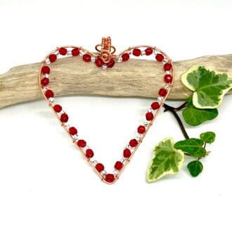 Red crystal heart decoration copper
