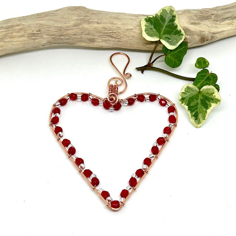 Red crystal heart hanging decoration