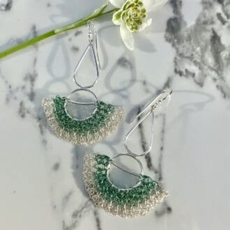 Silver earrings with enamelled wire crochet
