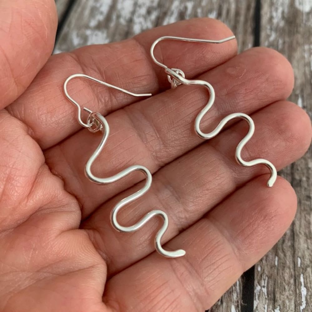 Sterling Silver Squiggly Wavy Earrings