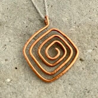 Textured Copper Square Spiral Pendant