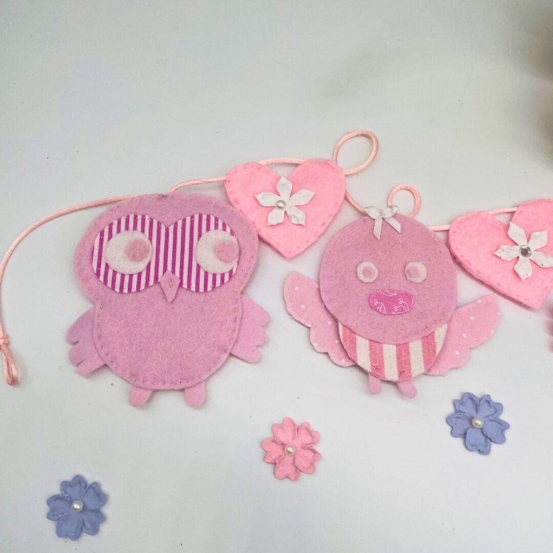 Pink owl and birdy bunting