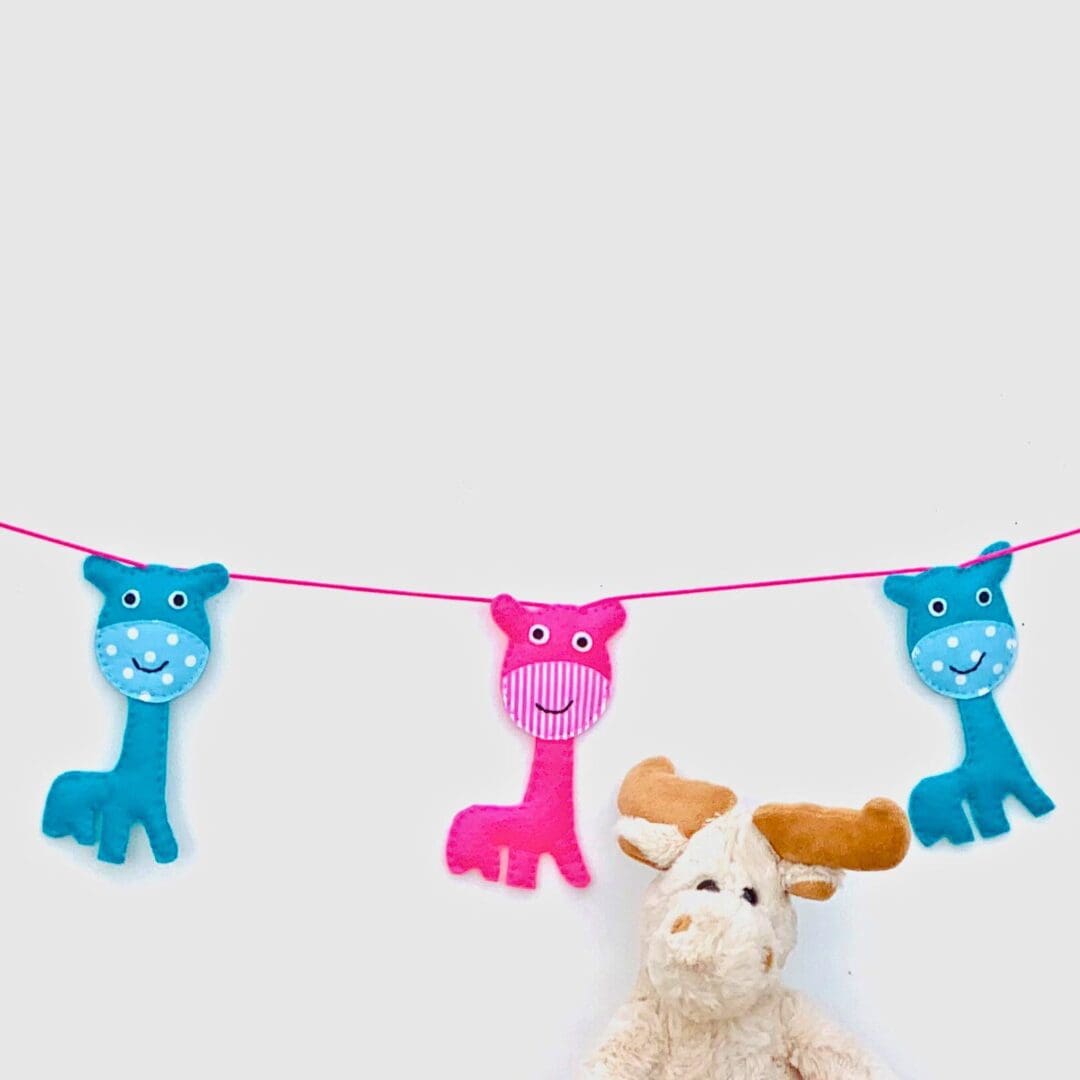 Pink and blue giraffe bunting