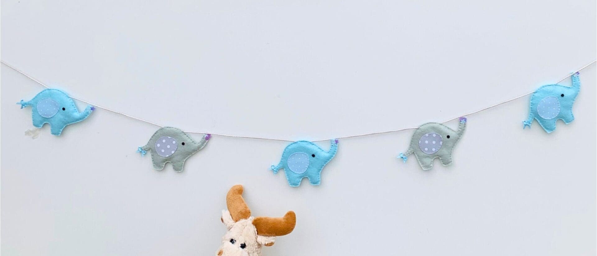 Blue and grey elephant bunting