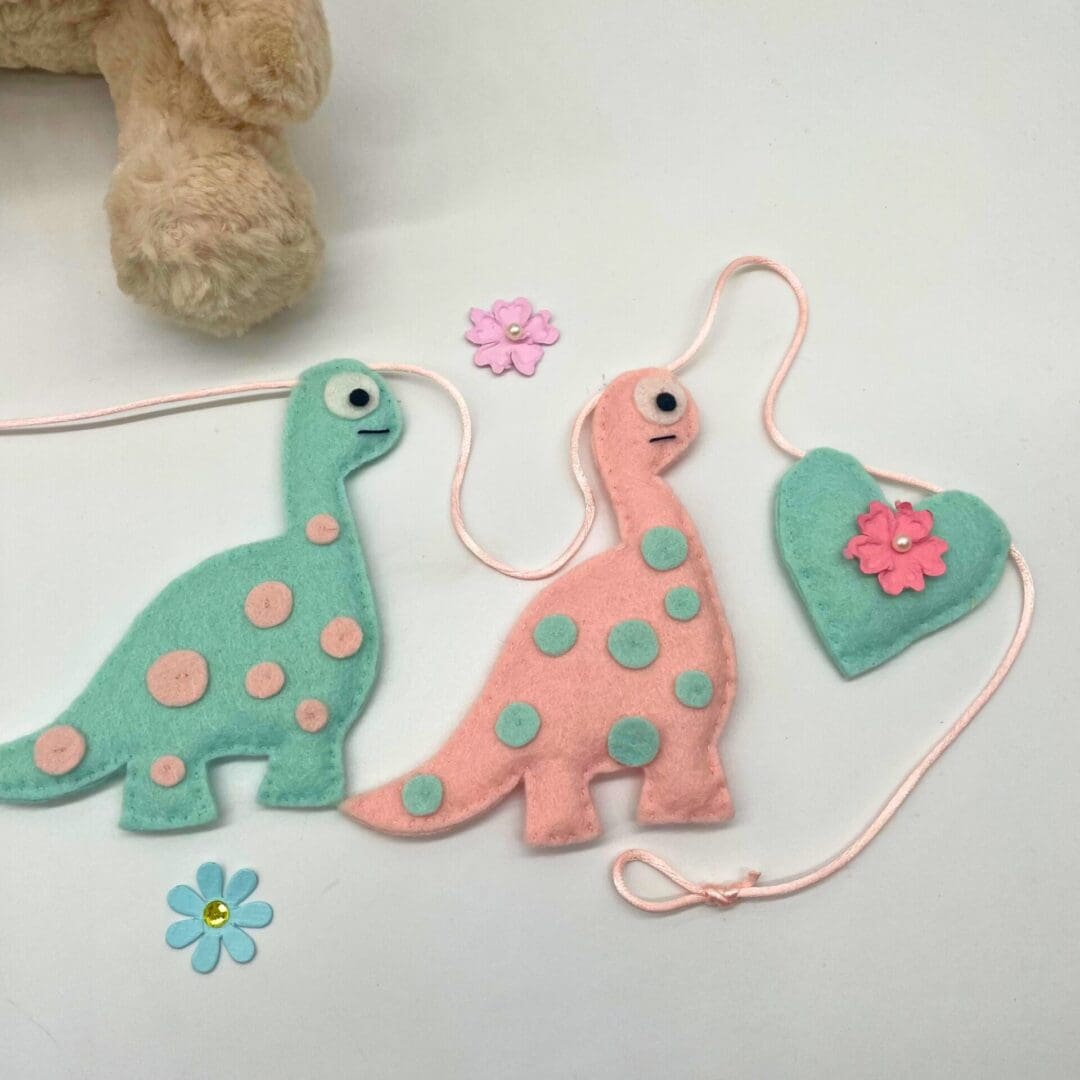 Pink and Mint Dinosaur Bunting
