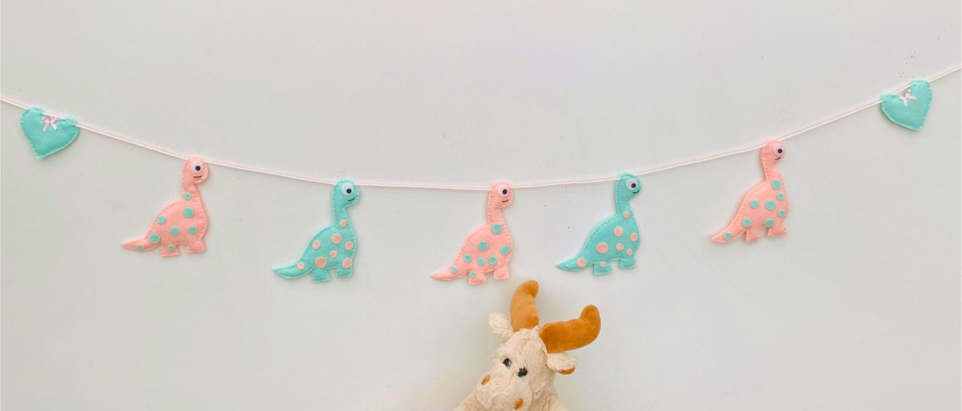 Pink and Mint Dinosaur Bunting