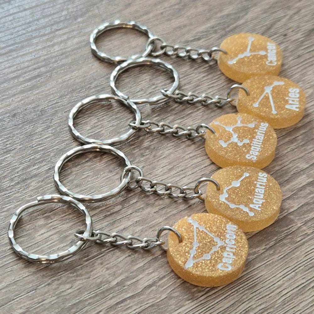 Yellow gold starsign keyrings 7