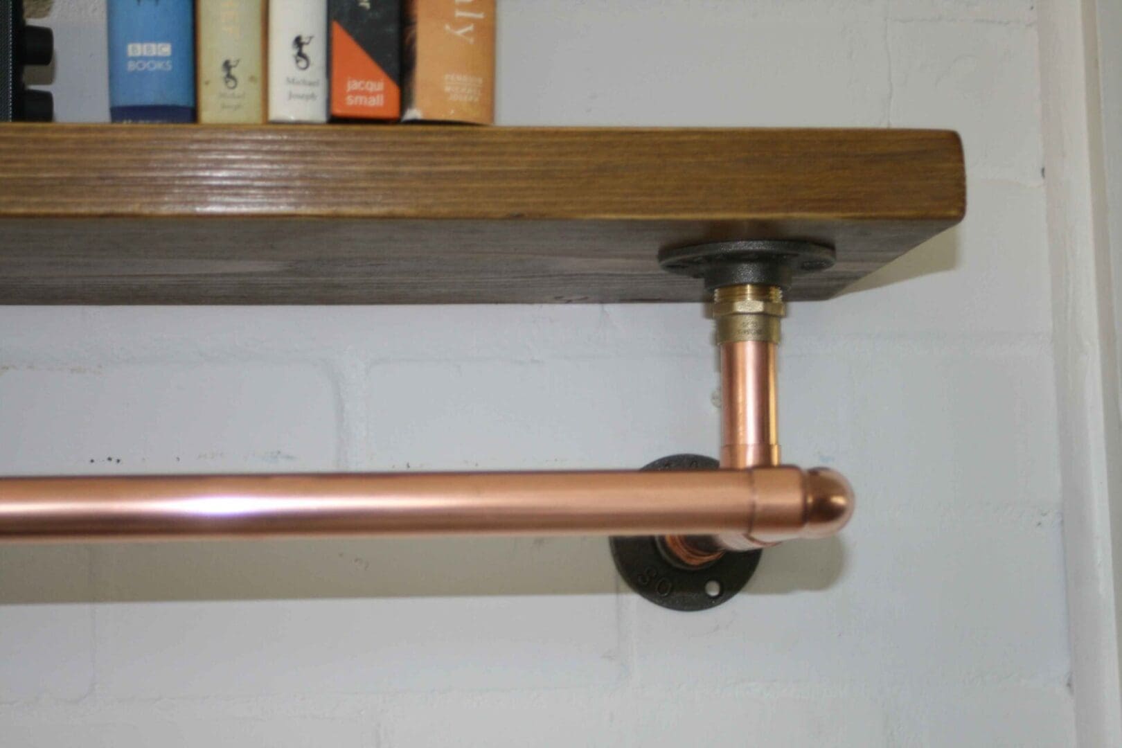 industrial copper clothes rail and shelf tbch