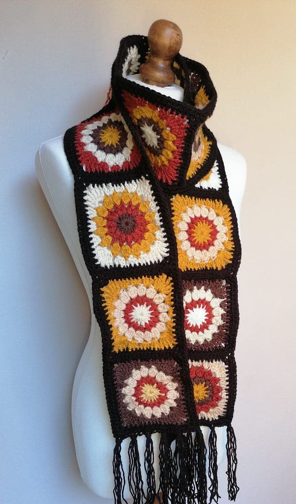 funky crochet scarf browns