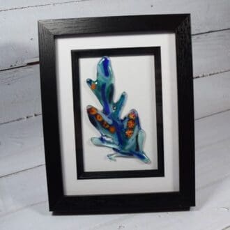 Handmade framed glass painting, quirky home decor, Fused wall art, ornament for the shelf, boho, Feather