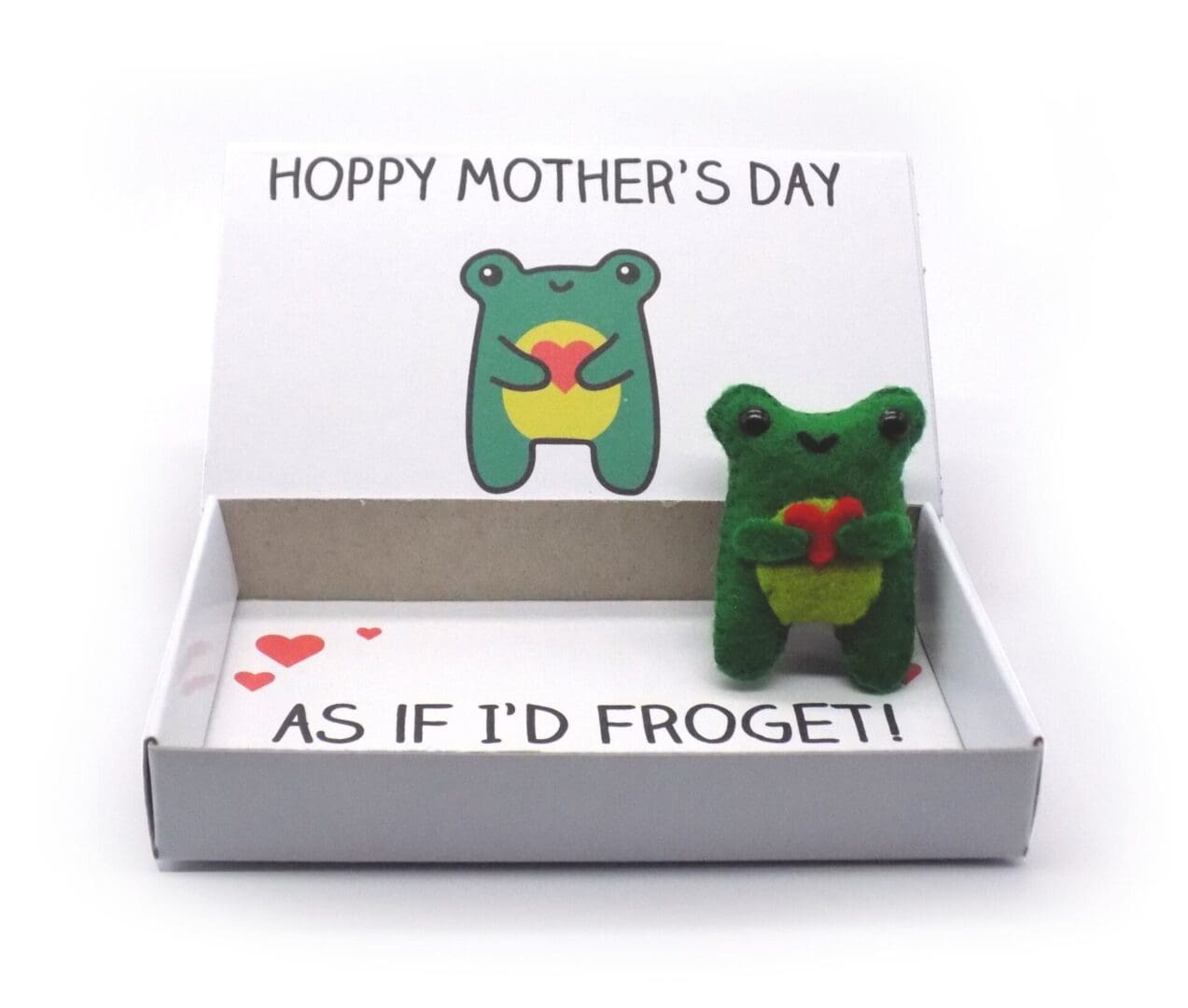 Handmade mother's day gift frog magnet in a matchbox