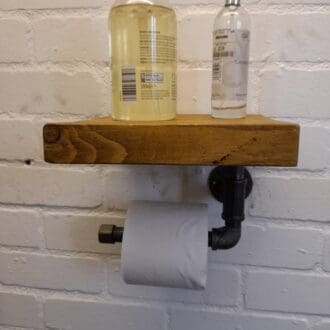 toilet roll holder with waxed shelf and steel pipe tbch
