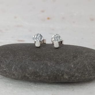 handmade recycled sterling silver mushroom stud earrings