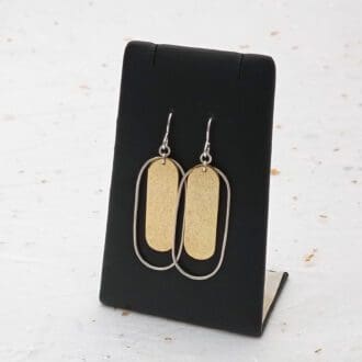 handmade recycled sterling silver and textured brass drop earrings
