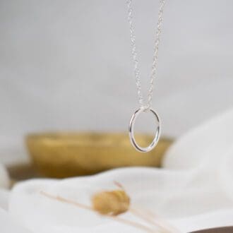 silver plain ring hung on a chain