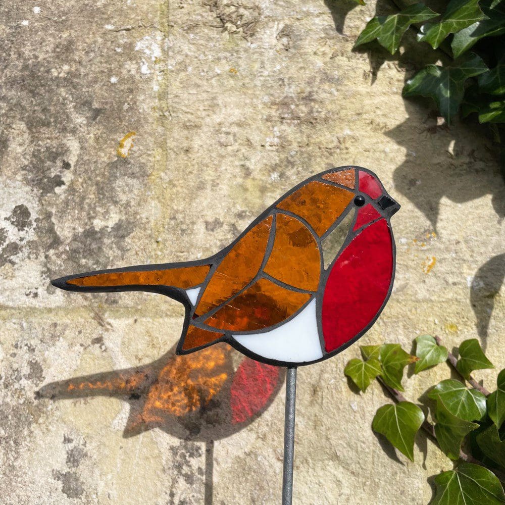 mosaic robin garden stake