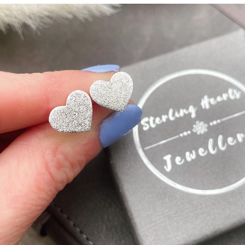 sterling silver heart shaped studs