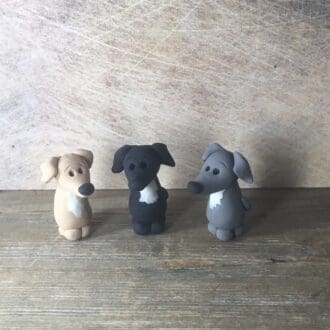 whippet greyhound miniature clay figure