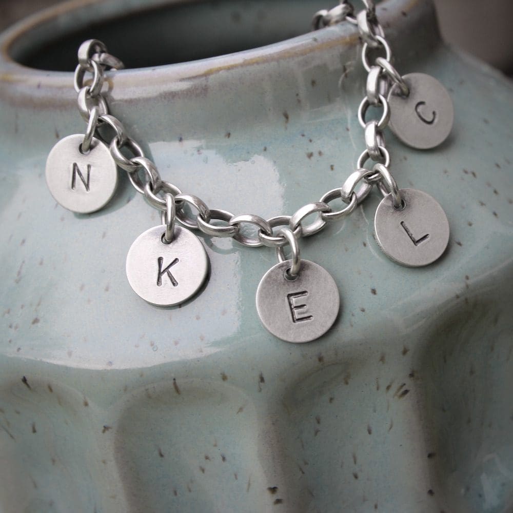 willow and twigg personalised sterling silver initial charm bracelet