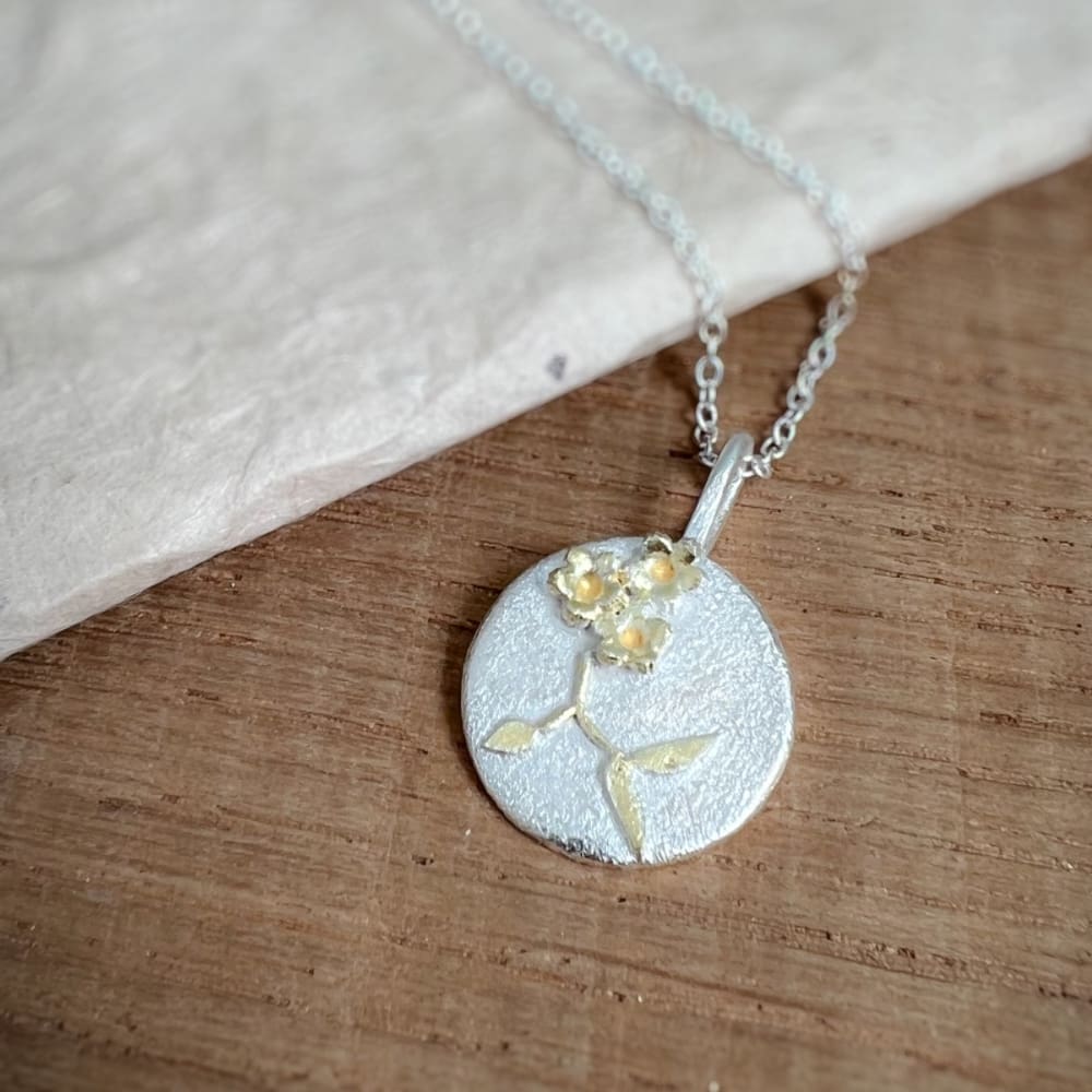 Cherry Blossom Silver and Gold Pendant